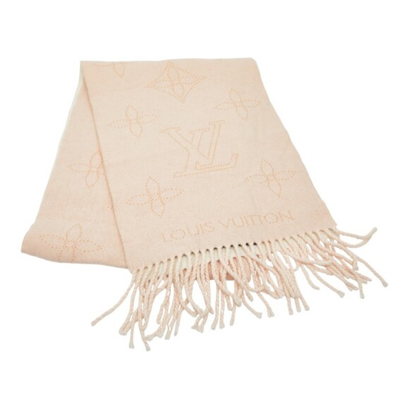 Louis Vuitton Echarpe Flight Mode Mahina Scarf M79394 Pink White Cashmere Woo...